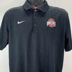 Ohio State Buckeyes Nike Golf Dri Fit Polo Shirt Mens Medium Black Short Sleeve